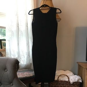 John + Jenn Ribbed Black Exposed Zipper Dress
